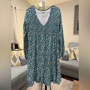 Chic Teal Floral Maternity Dress